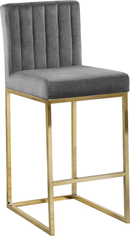 Marmo Grey Velvet Stool