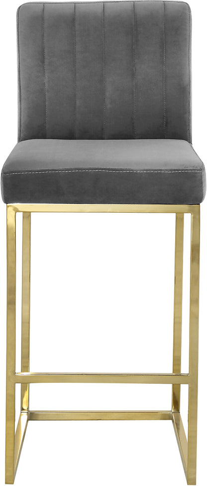 Marmo Grey Velvet Stool