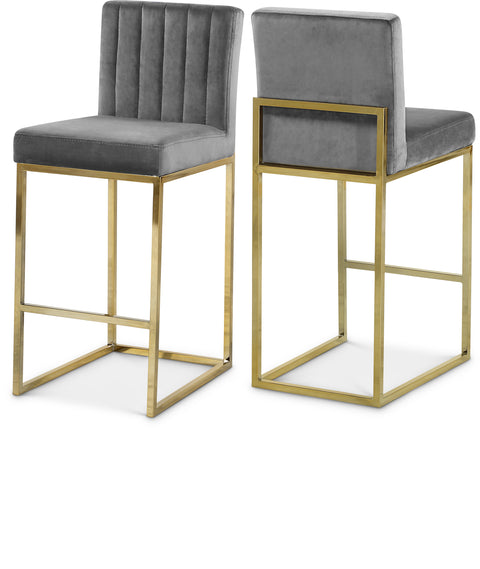 Laurel Grey Velvet Upholstered Counter Stool, 1 Piece