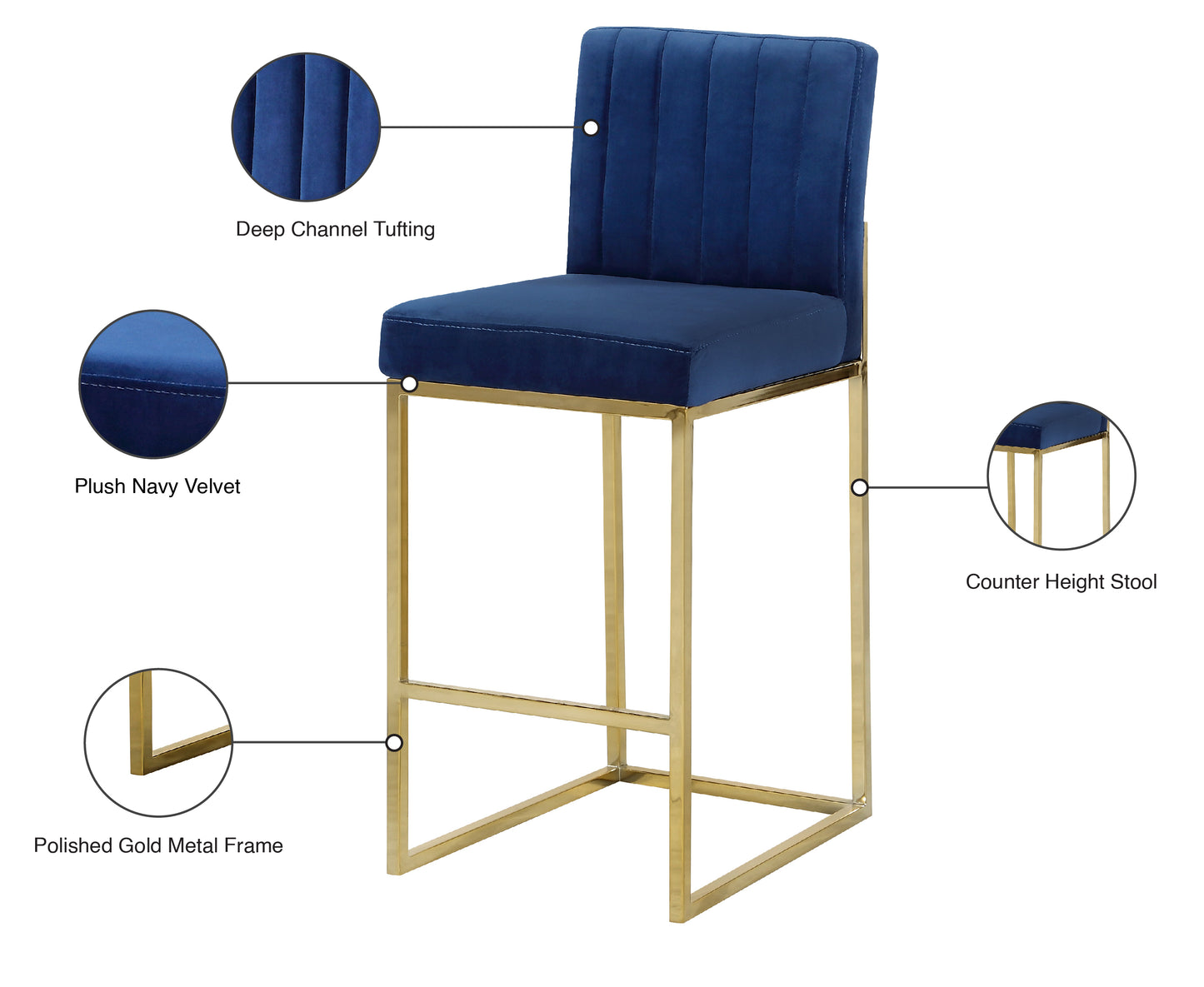 malin navy velvet stool c