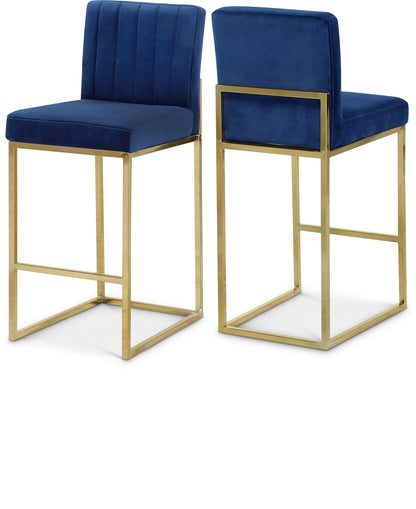 Marmo Navy Velvet Stool