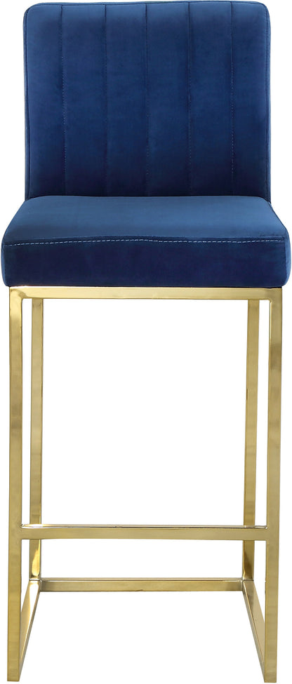 Marmo Navy Velvet Stool