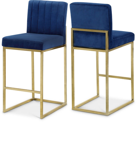Laurel Navy Velvet Upholstered Counter Stool, 1 Piece