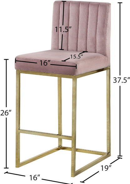 Malin Pink Velvet Stool C