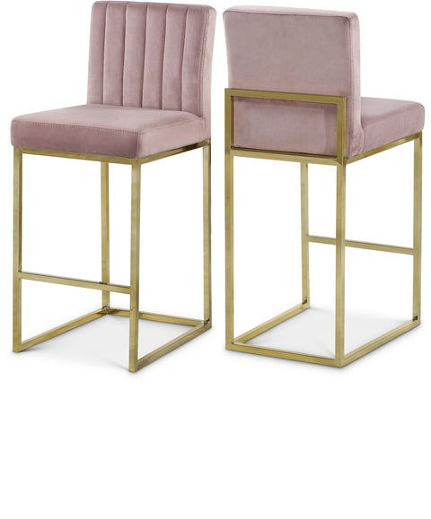 Laurel Pink Velvet Upholstered Counter Stool, 1 Piece