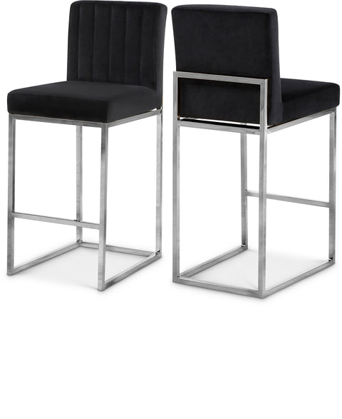 Laurel Black Velvet Upholstered Counter Stool, 1 Piece (Style 2)