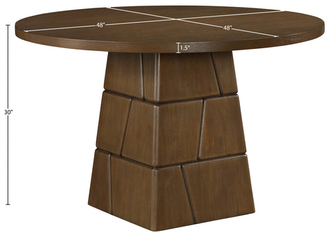 Hadley 48" Brown Walnut Oak Veneer And Solid Wood Dining Table, 1 Piece