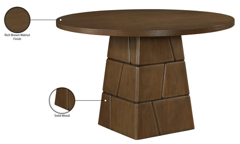 Hadley 48" Brown Walnut Oak Veneer And Solid Wood Dining Table, 1 Piece