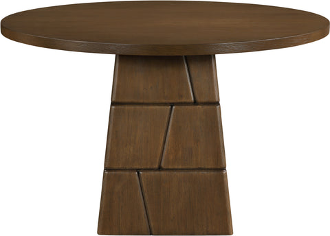 Hadley 48" Brown Walnut Oak Veneer And Solid Wood Dining Table, 1 Piece