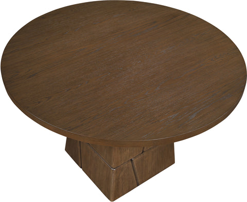 Hadley 48" Brown Walnut Oak Veneer And Solid Wood Dining Table, 1 Piece