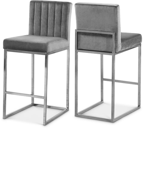 Laurel Grey Velvet Upholstered Counter Stool, 1 Piece (Style 2)
