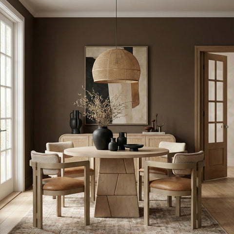 Hadley 48" Natural Oak Veneer And Solid Wood Dining Table, 1 Piece