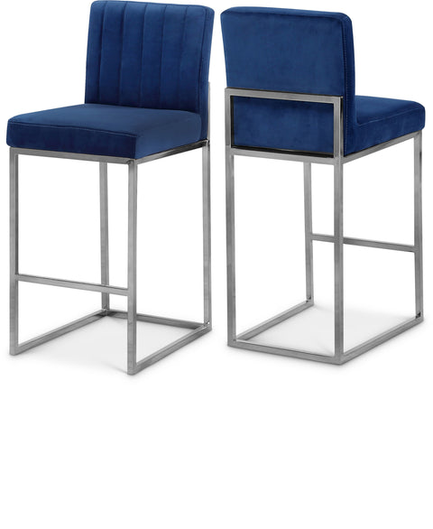Laurel Navy Velvet Upholstered Counter Stool, 1 Piece (Style 2)