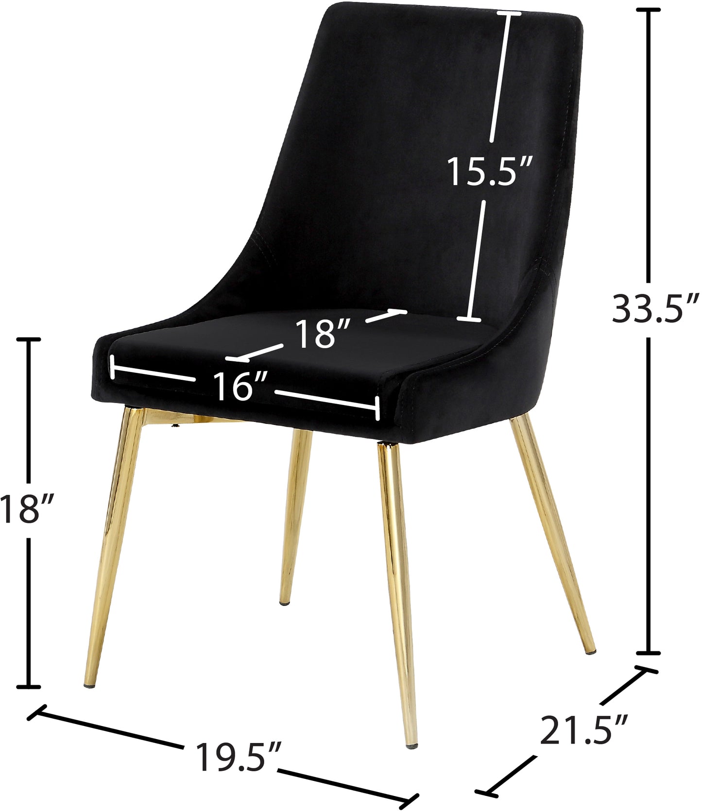 grande black velvet dining chair c