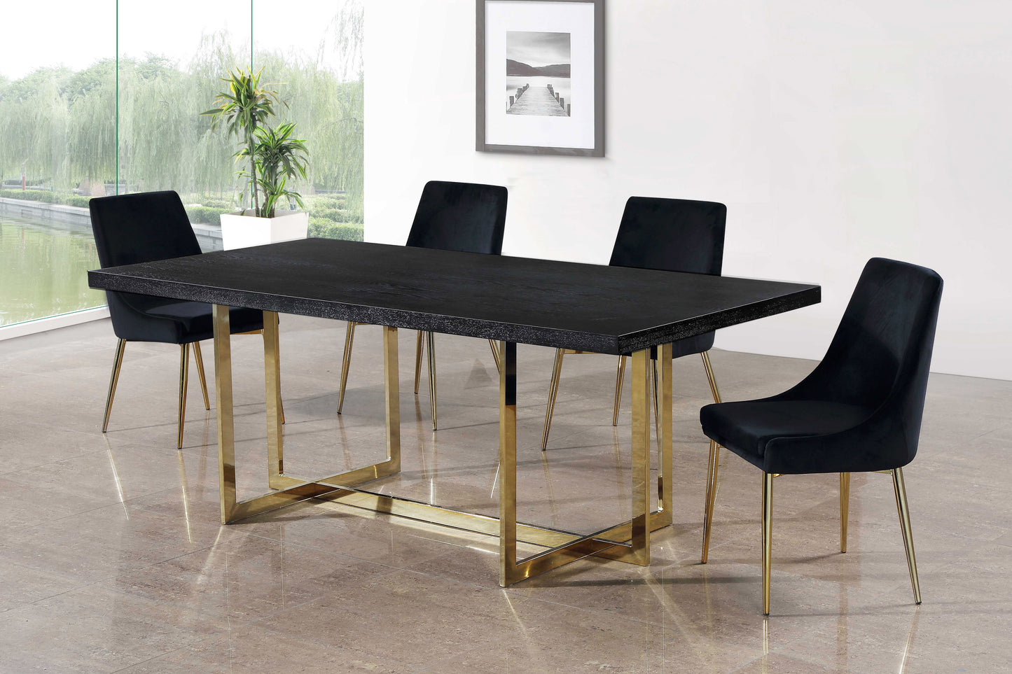 camila black velvet dining chair