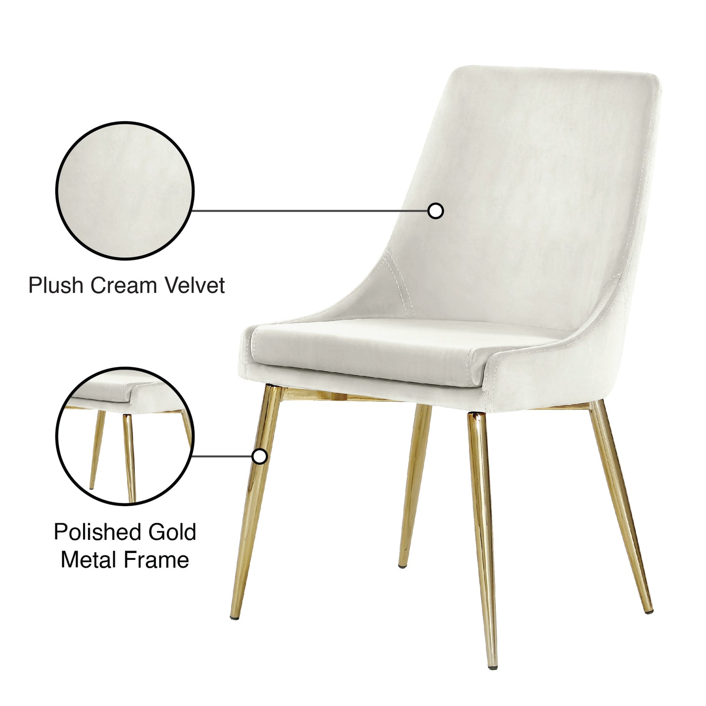 grande cream velvet dining chair c