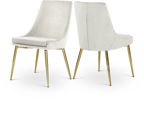 Rhea Cream Velvet Upholstered Dining Chair, 2-Piece