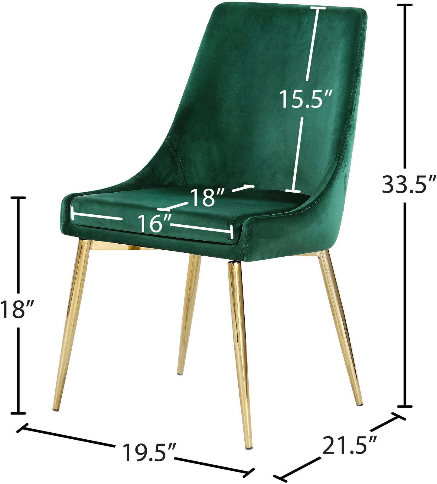 grande green velvet dining chair c