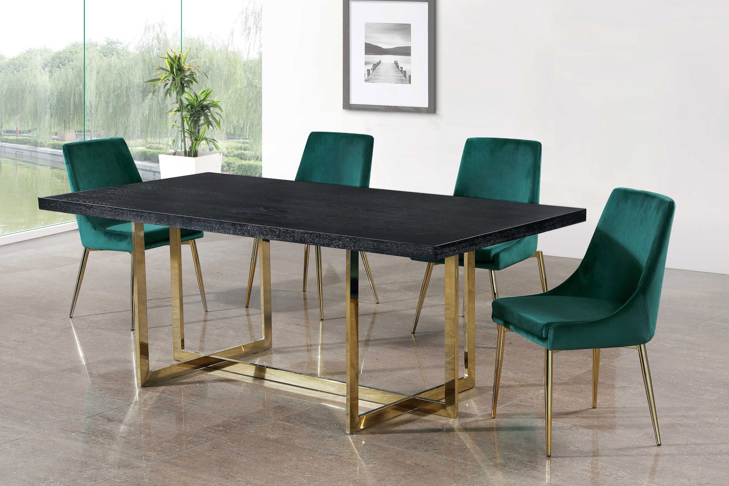 grande green velvet dining chair c