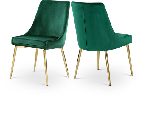 Rhea Green Velvet Upholstered Dining Chair, 2-Piece
