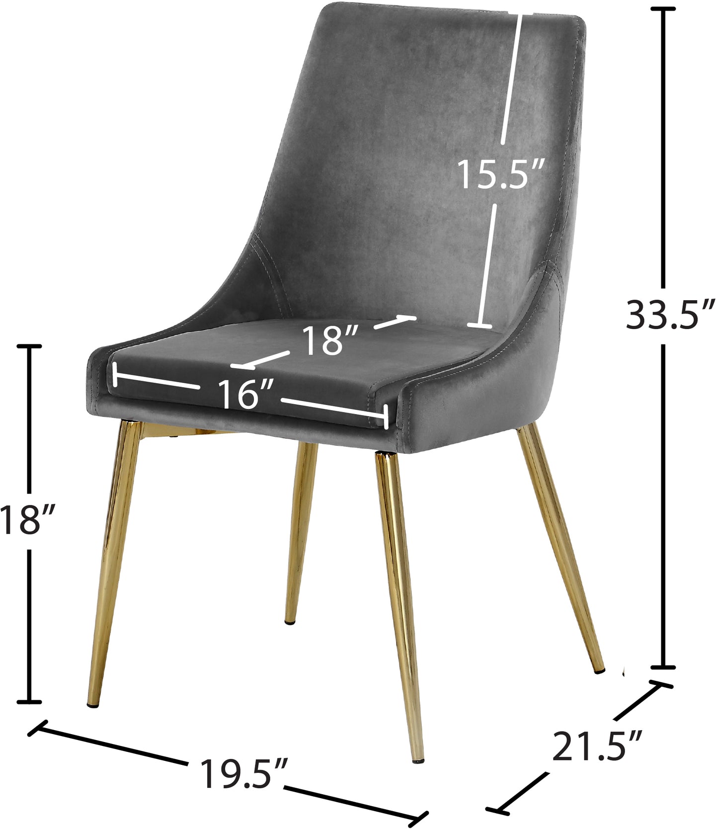 grande grey velvet dining chair c