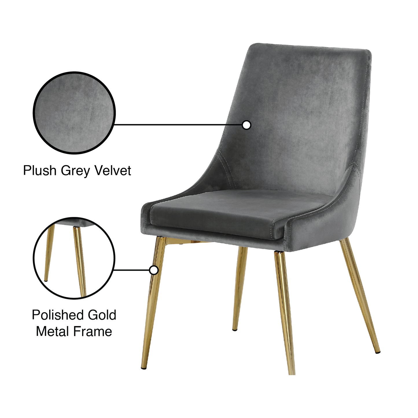 camila grey velvet dining chair