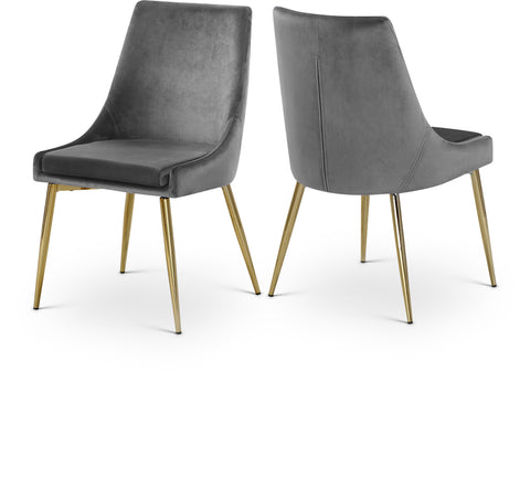 Rhea Grey Velvet Upholstered Dining Chair, 2-Piece