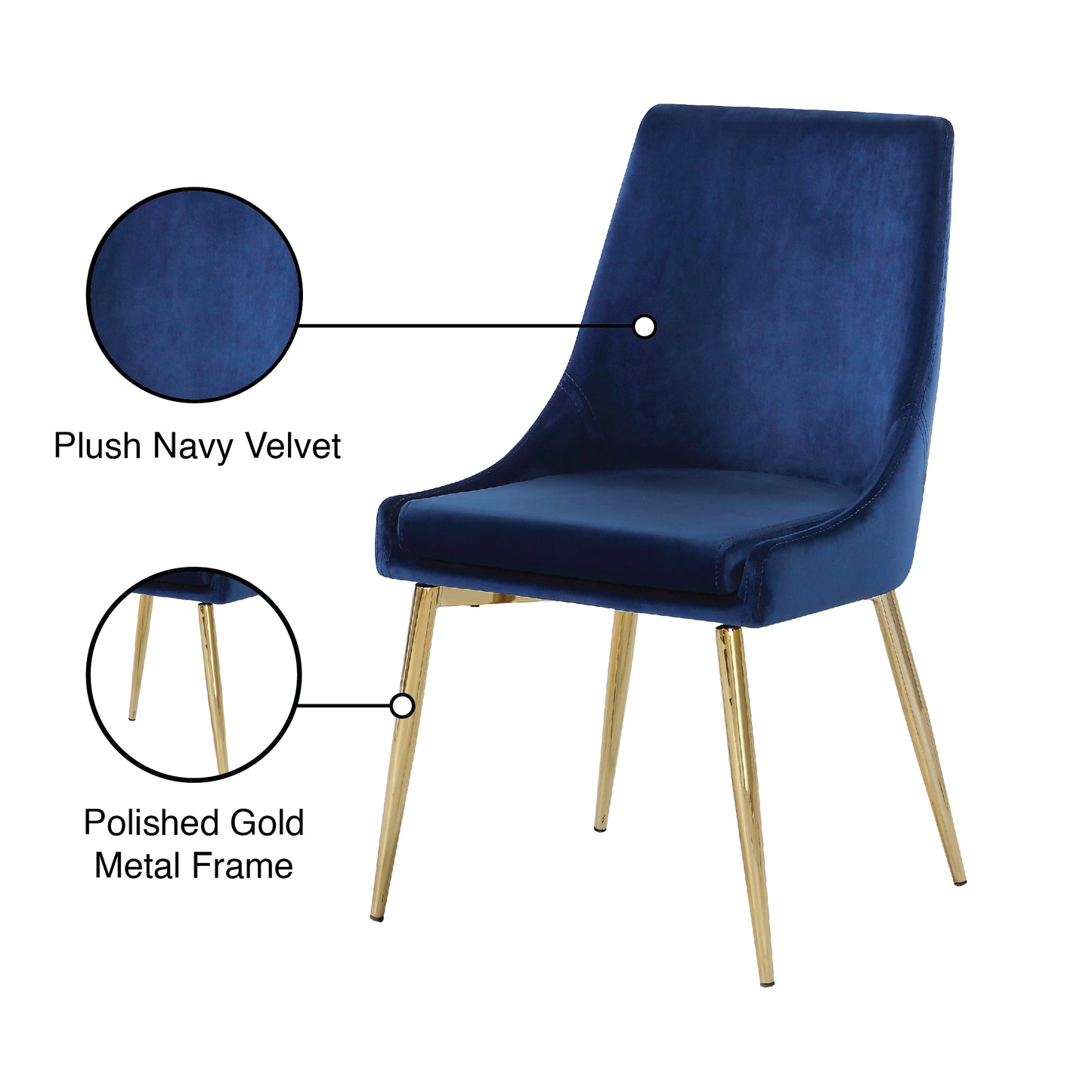 grande navy velvet dining chair c