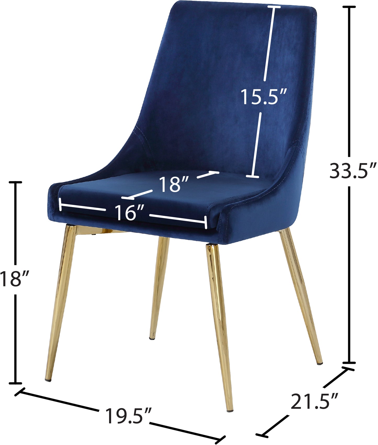 camila navy velvet dining chair