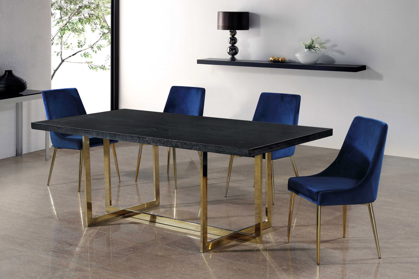 camila navy velvet dining chair