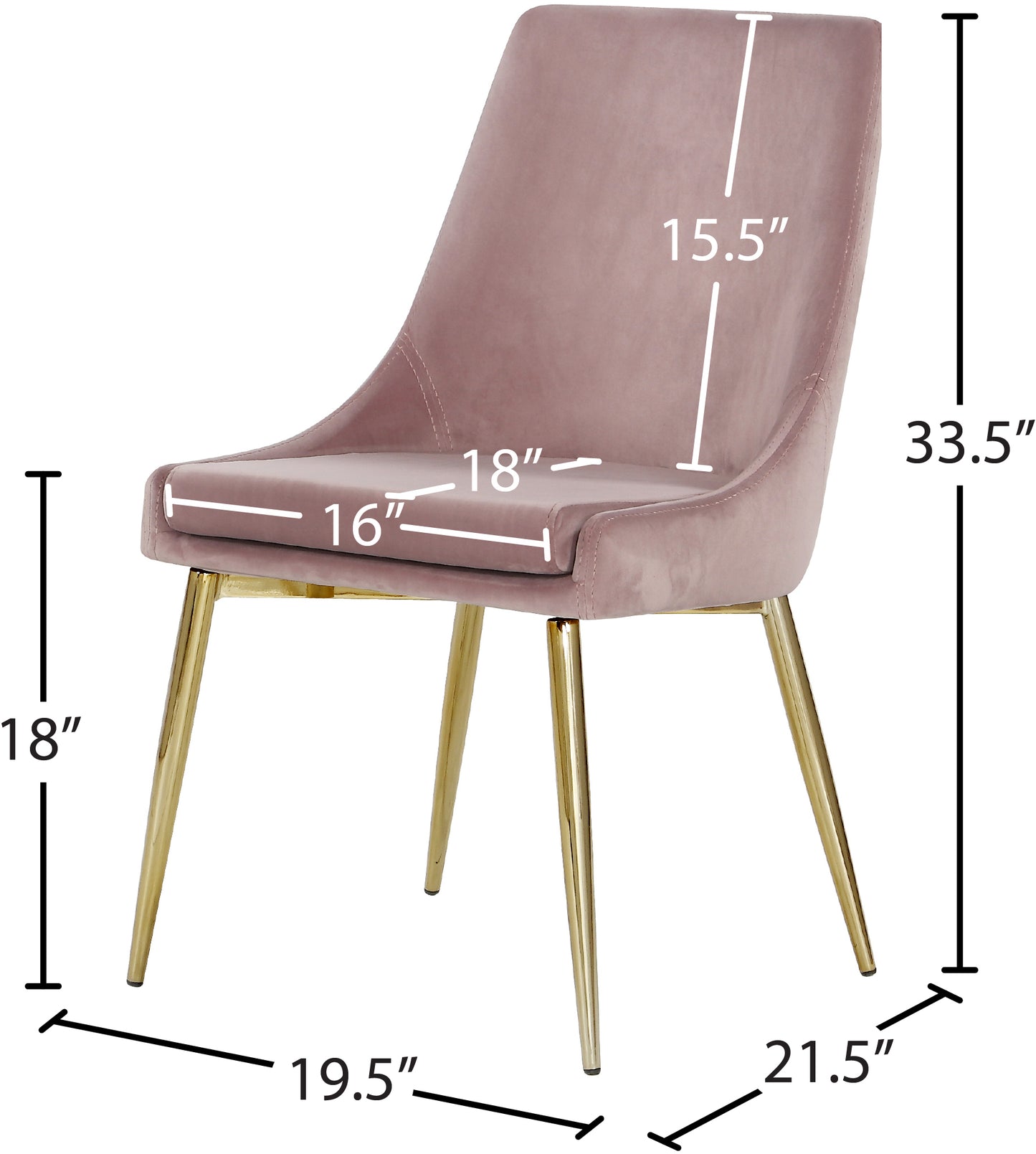 grande pink velvet dining chair c