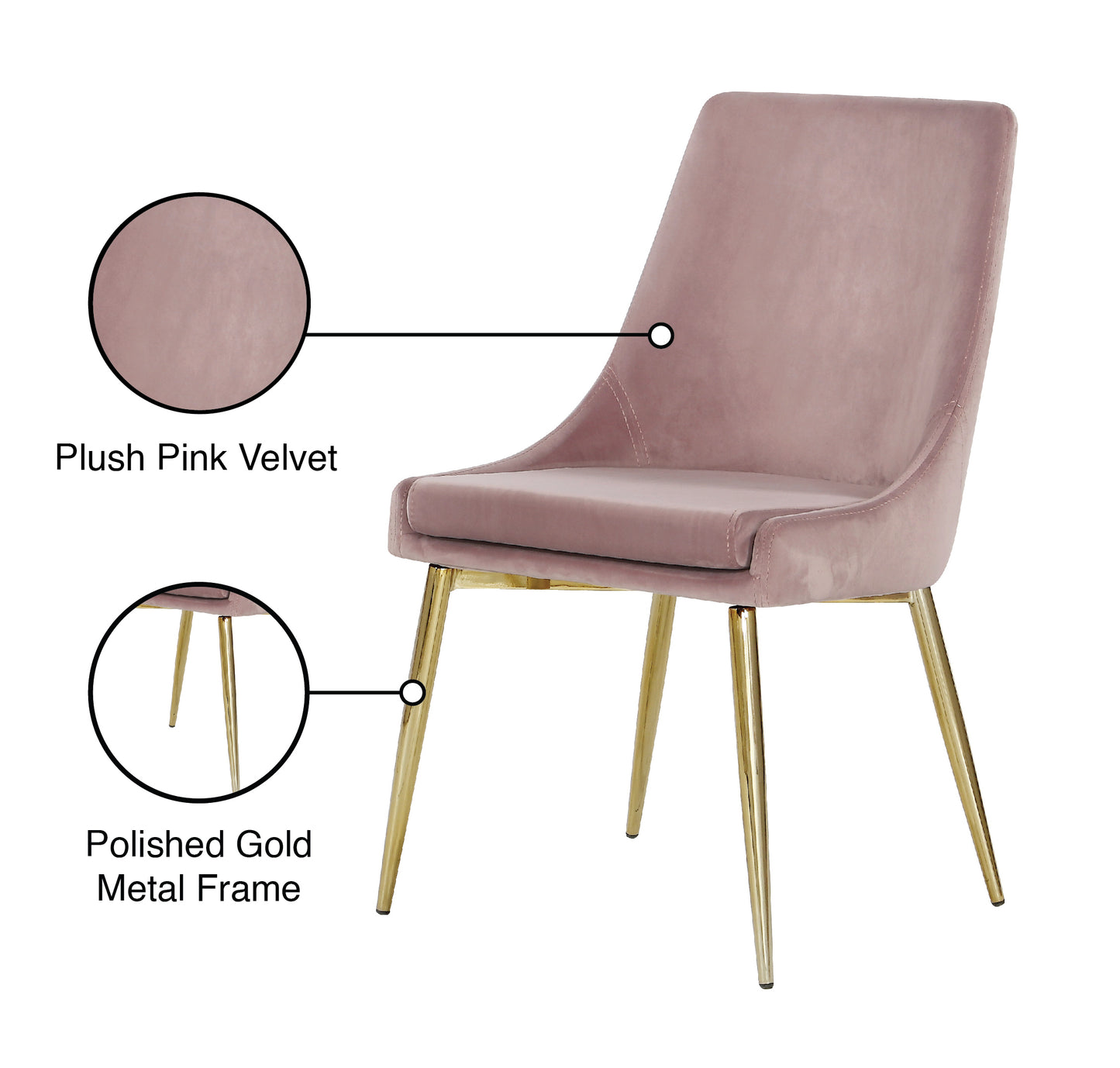 grande pink velvet dining chair c