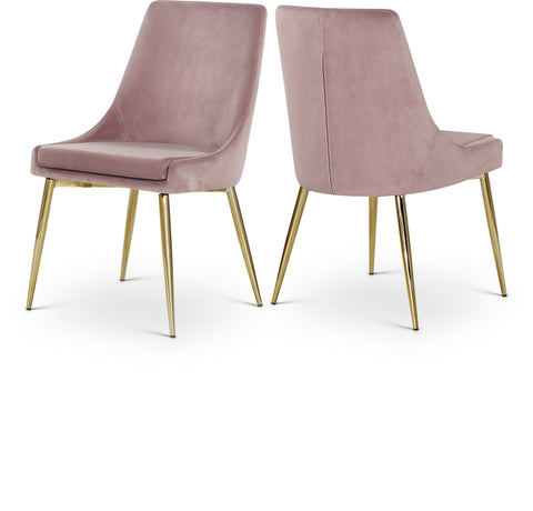 Rhea Pink Velvet Upholstered Dining Chair, 2-Piece