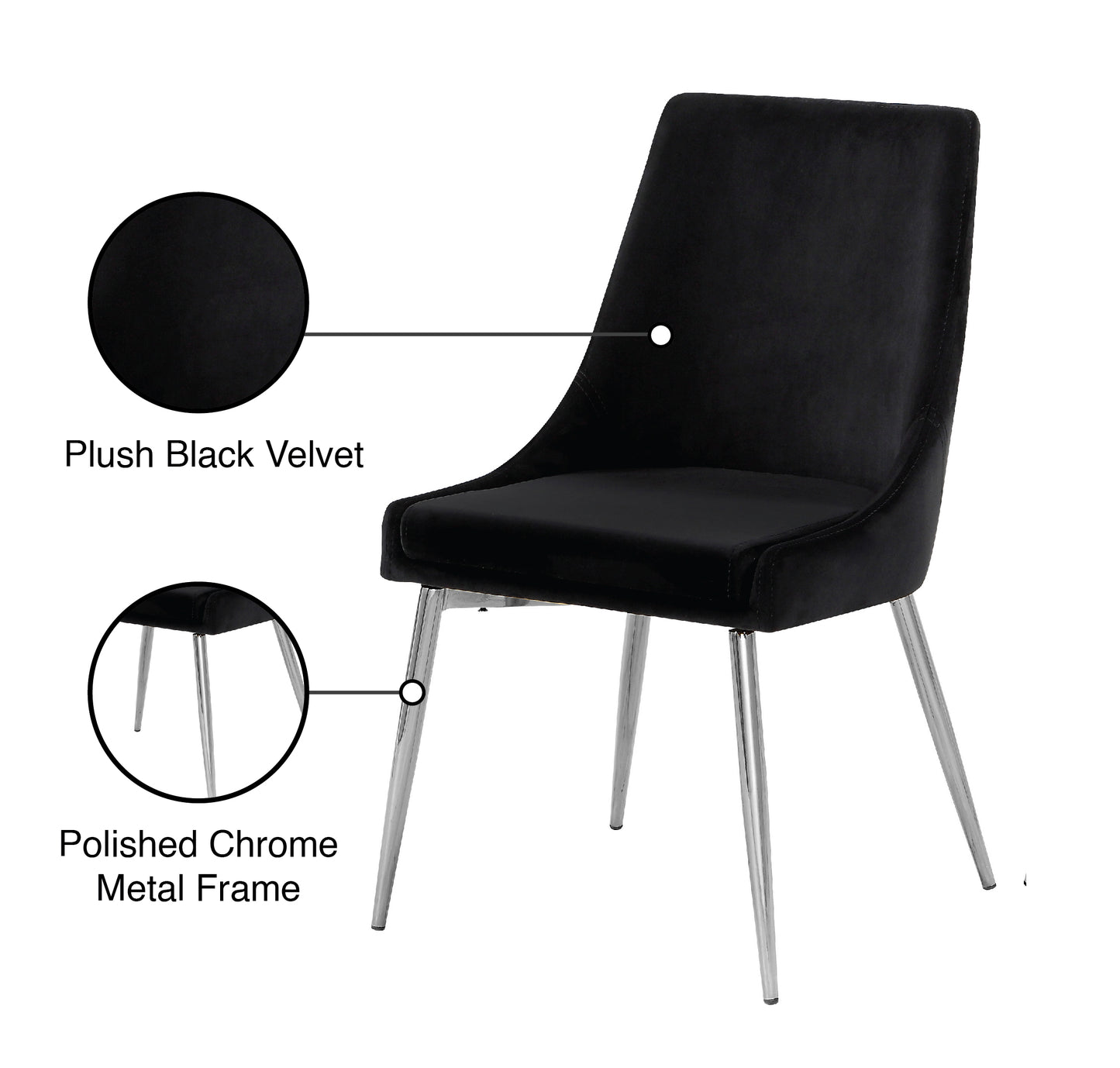 grande black velvet dining chair c