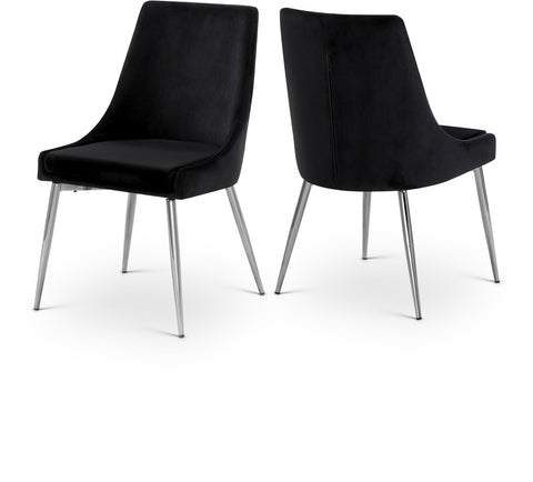 Rhea Black Velvet Upholstered Dining Chair, 2-Piece (Style 2)