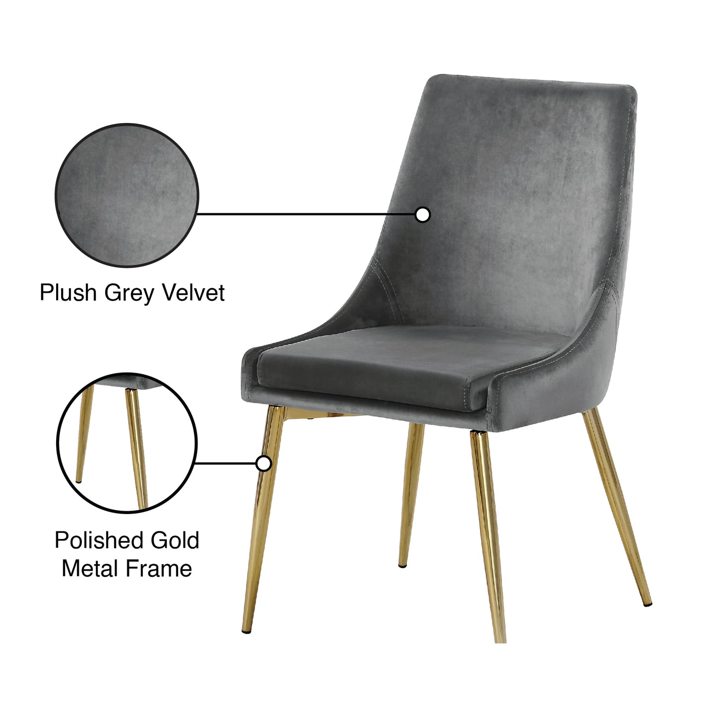 grande grey velvet dining chair c