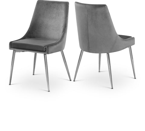 Rhea Grey Velvet Upholstered Dining Chair, 2-Piece (Style 2)