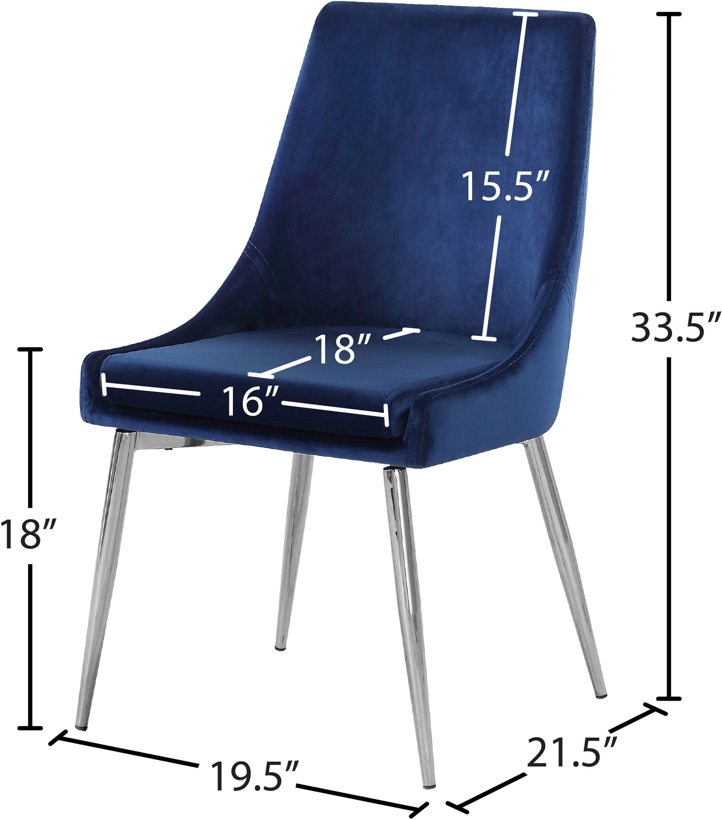 grande navy velvet dining chair c