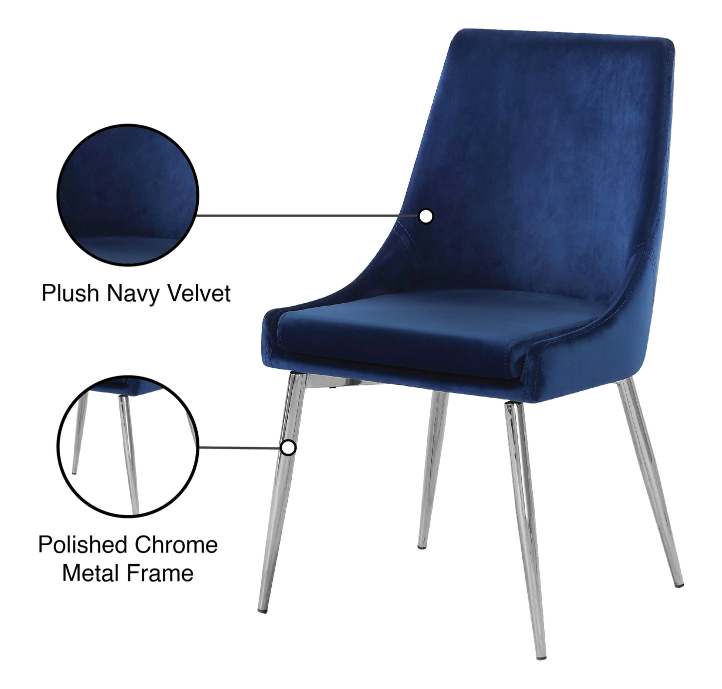 grande navy velvet dining chair c