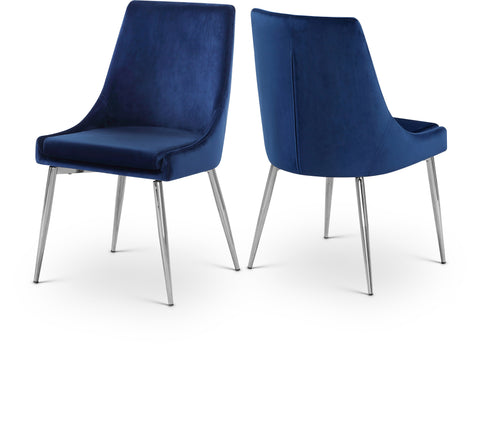 Rhea Navy Velvet Upholstered Dining Chair, 2-Piece (Style 2)