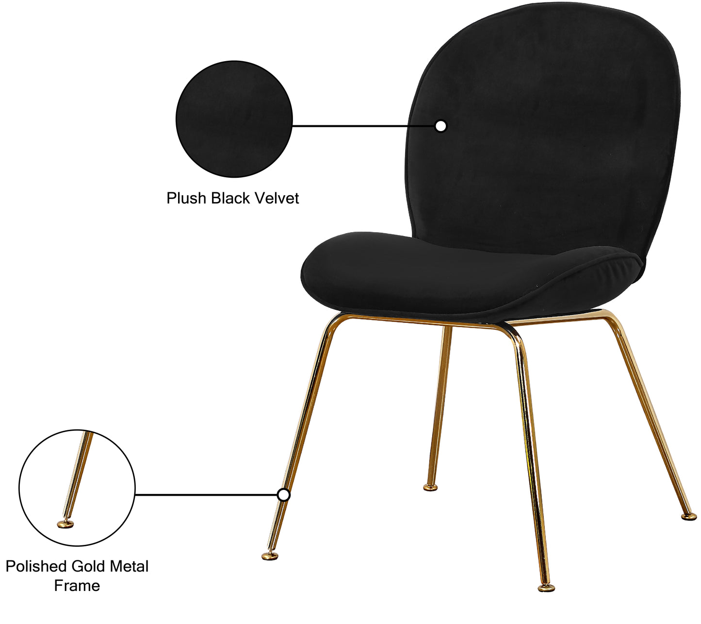 fleurette black velvet dining chair c