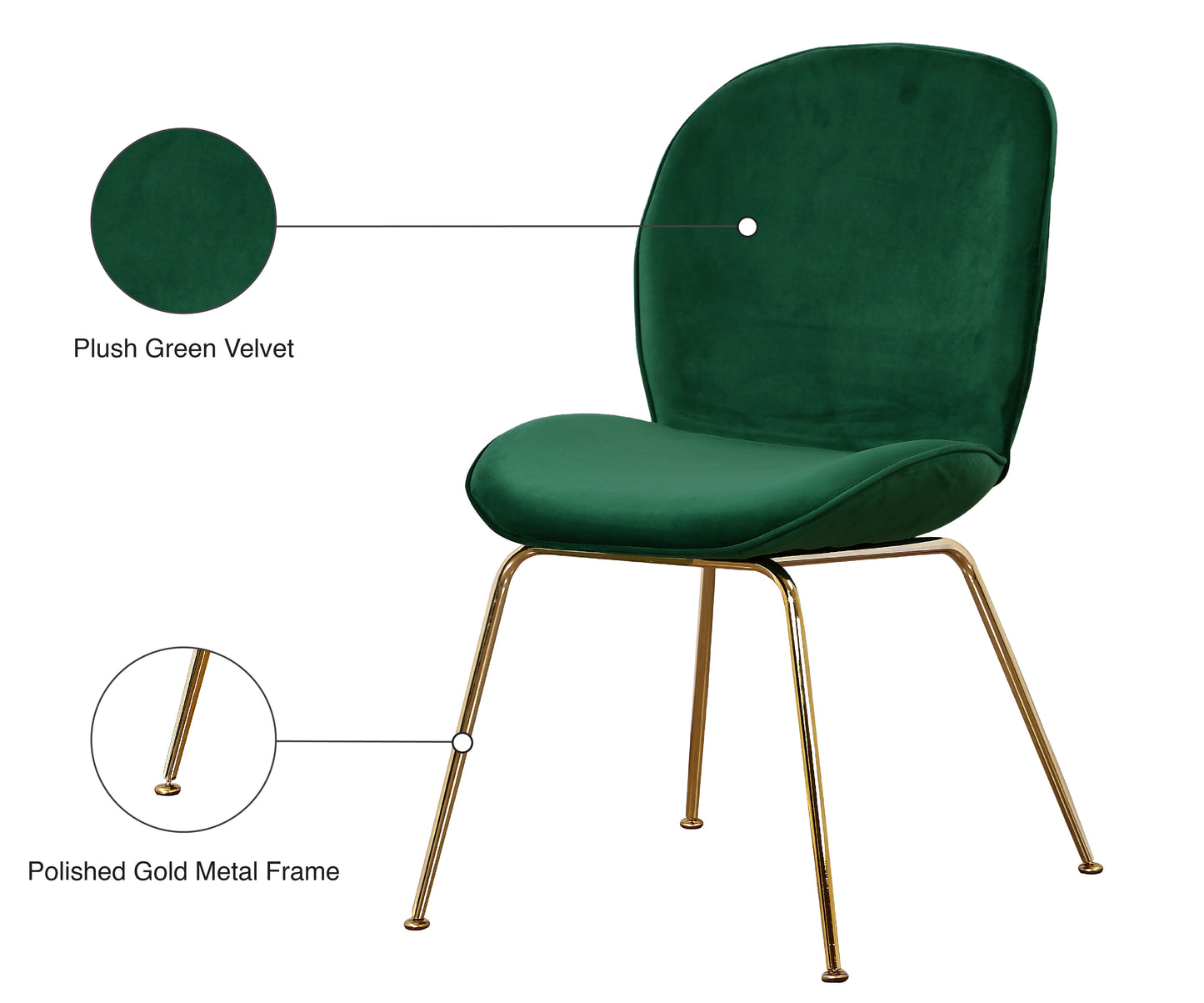 fleurette green velvet dining chair c