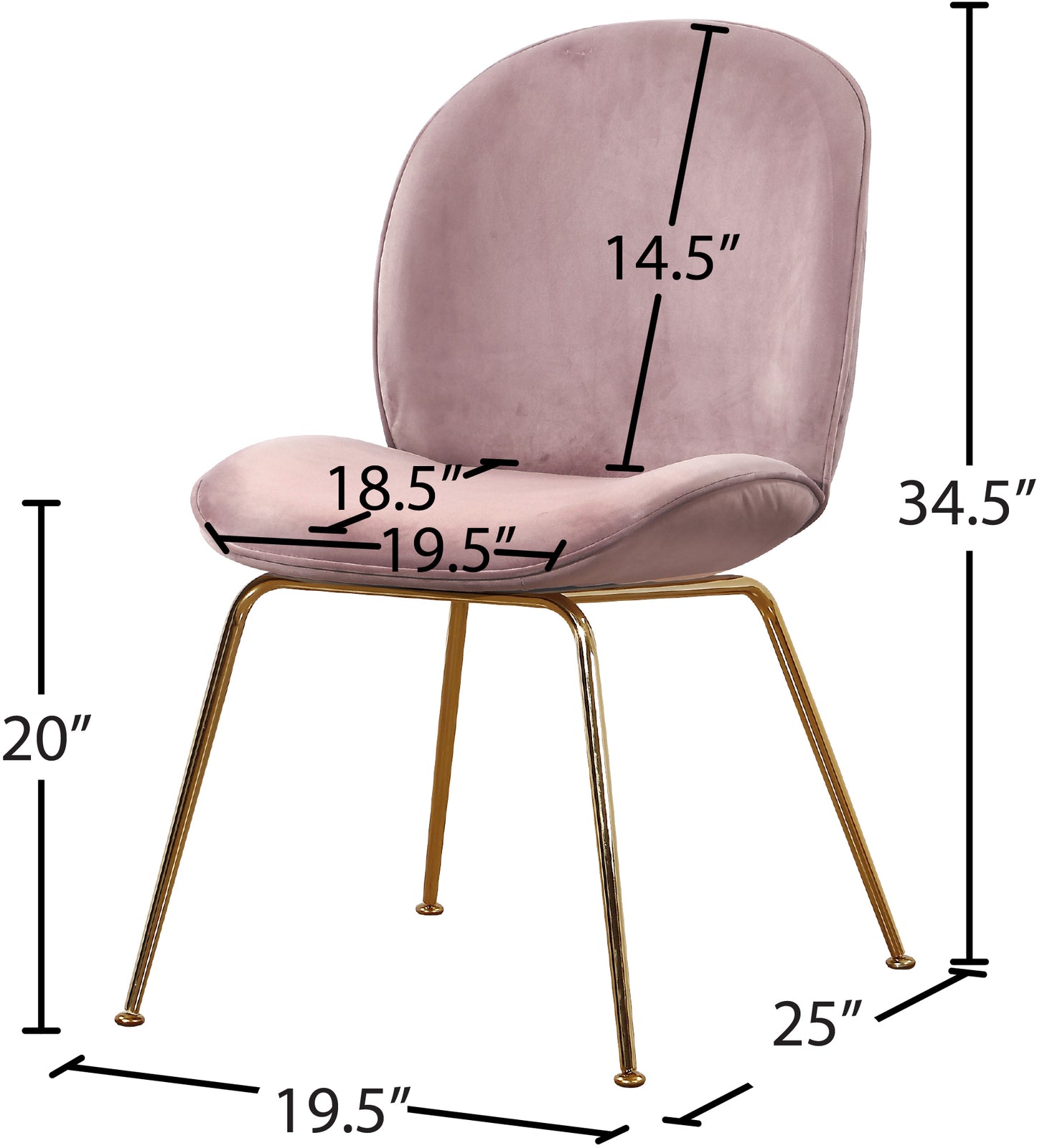 fleurette pink velvet dining chair c