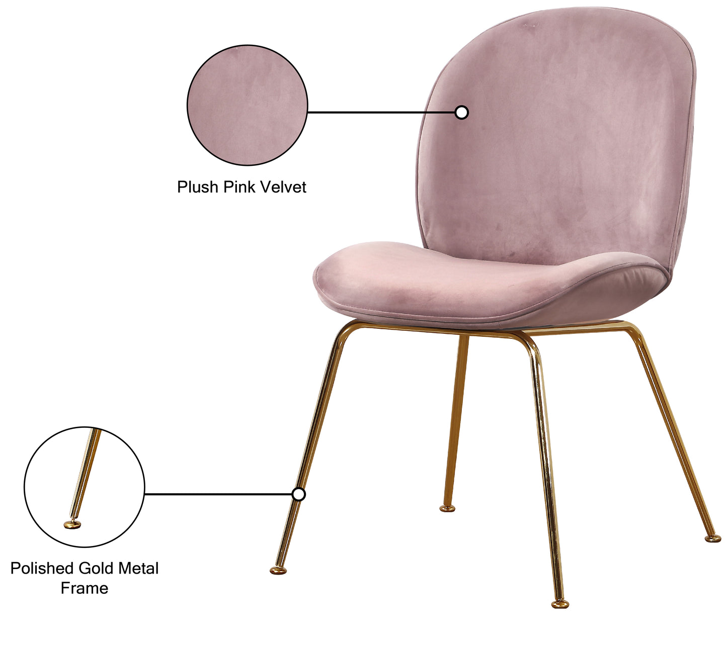 fleurette pink velvet dining chair c