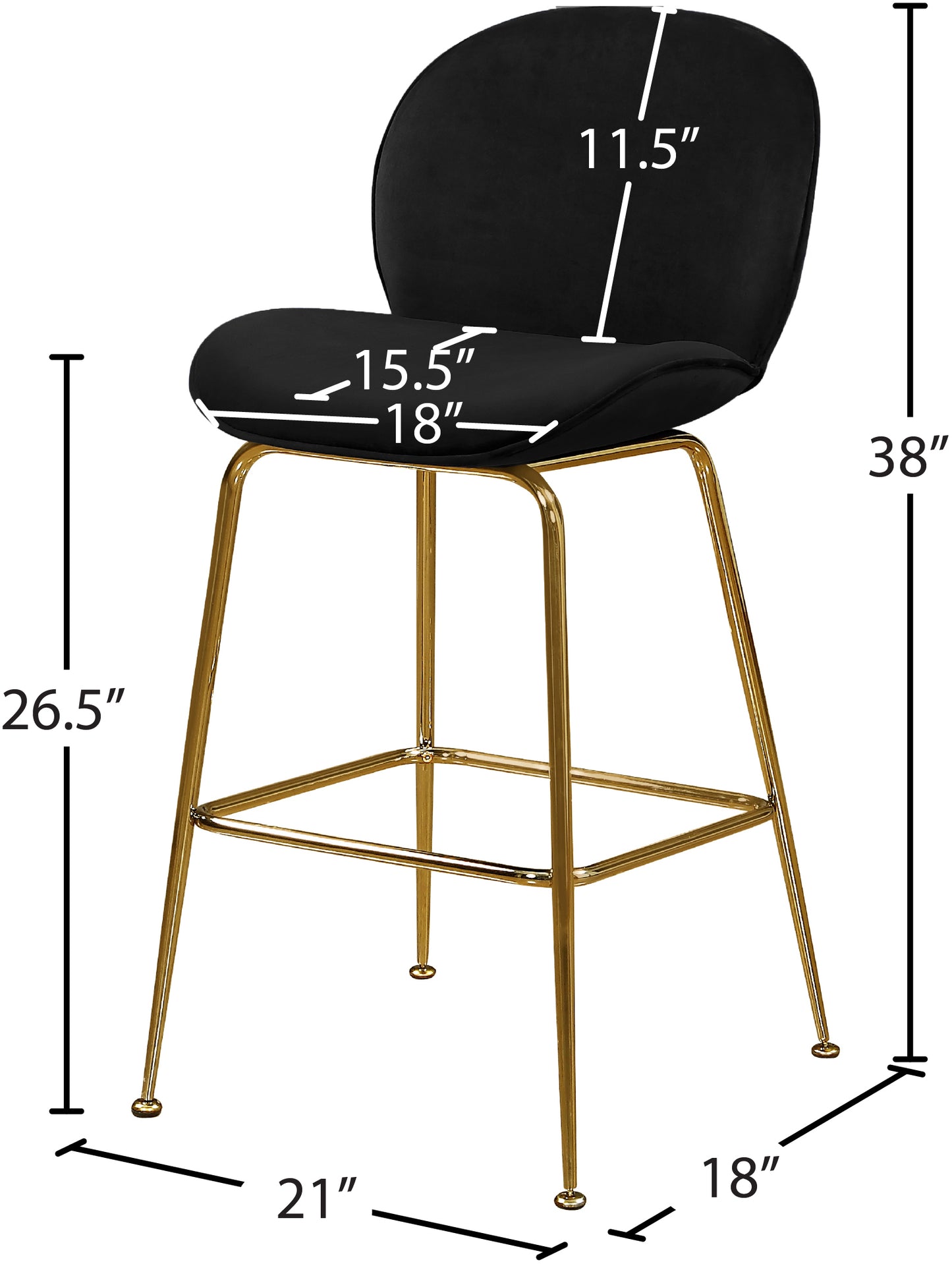 fleurette black velvet stool c