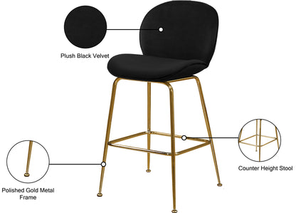 Fleurette Black Velvet Stool C