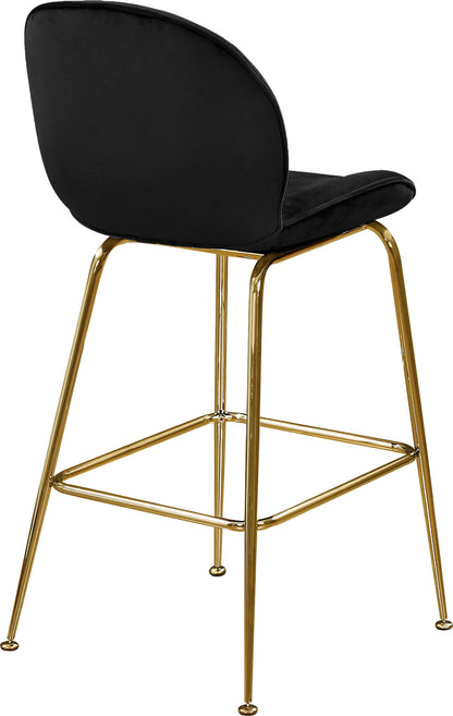 Modernist Black Velvet Stool