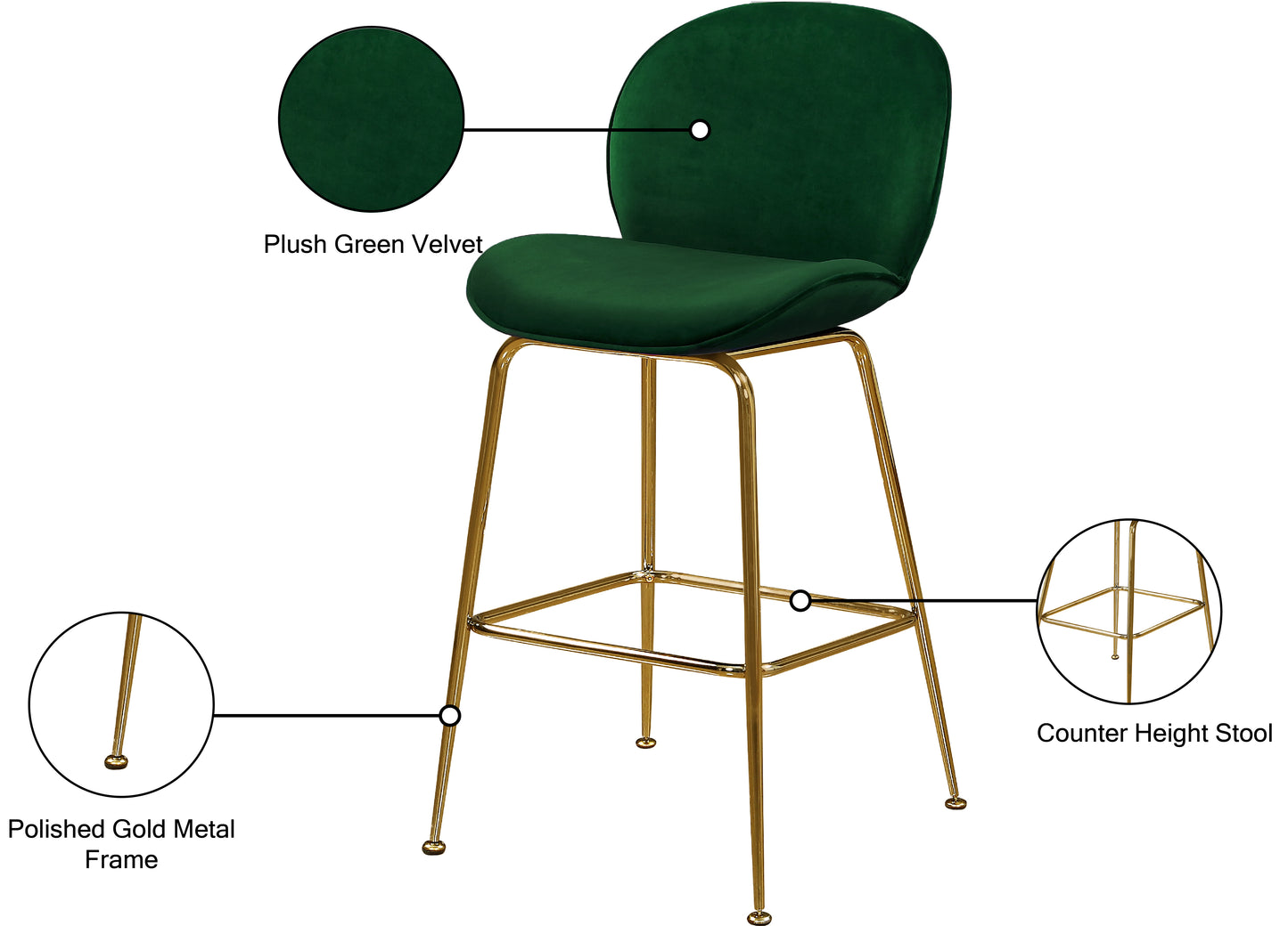 fleurette green velvet stool c