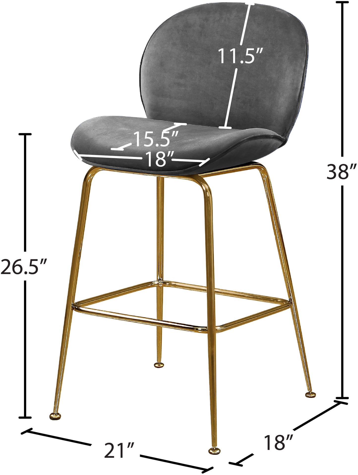 fleurette grey velvet stool c