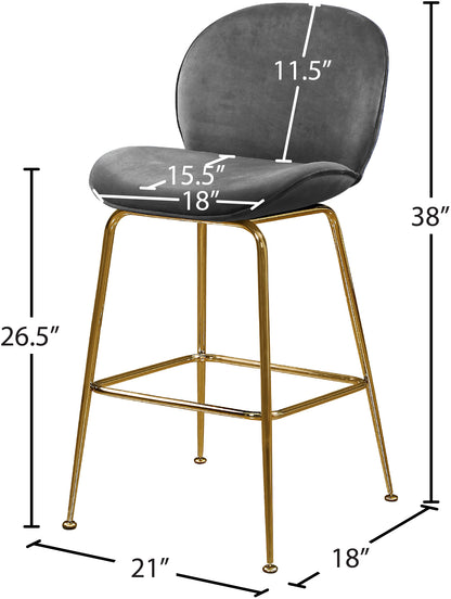 Modernist Grey Velvet Stool